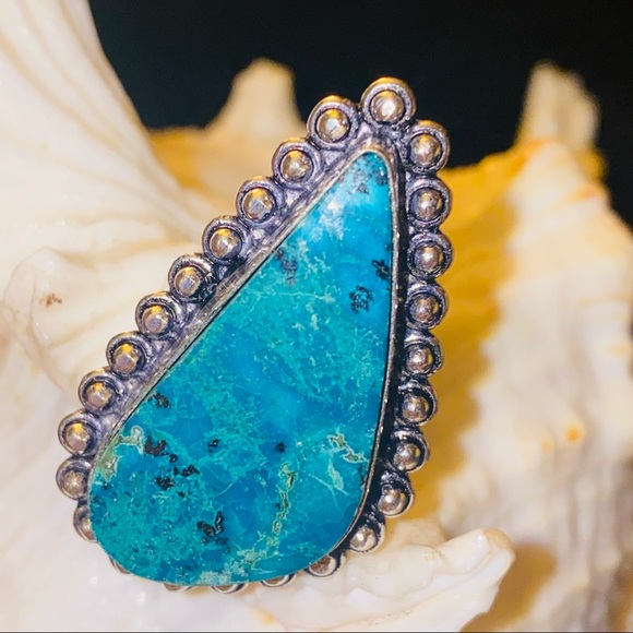 Stunning Chrysocolla Handcrafted statement ring